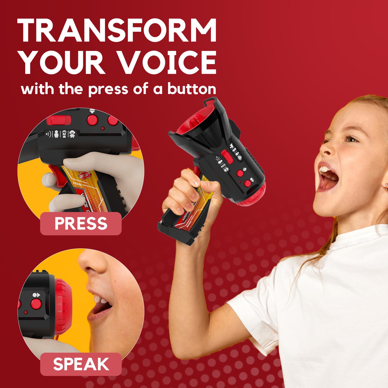 Multi Voice Changer per bambini con 8 diversi effetti vocali, cambia voce, registratore e funzione megafono, giocattolo cambia voce per bambini, ragazzi dai 3 anni in su