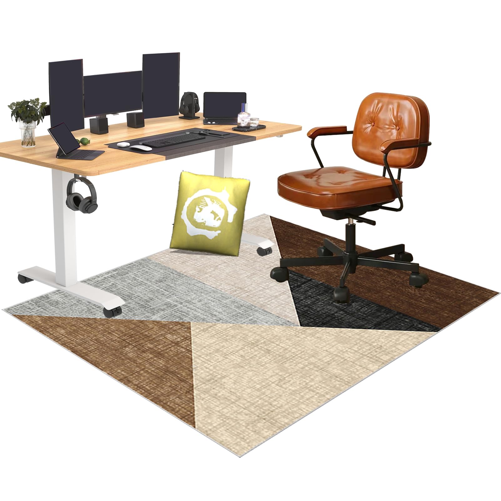 Bodenschutzmatte Bürostuhl Teppich, Gaming Bürostuhl Stuhlmatten für Teppichboden, Bürostuhlmatte für Hartholzböden, Teppich Unterlage-Kratzfest Geeignet für Büro und Zuhause 90 x 120 cm