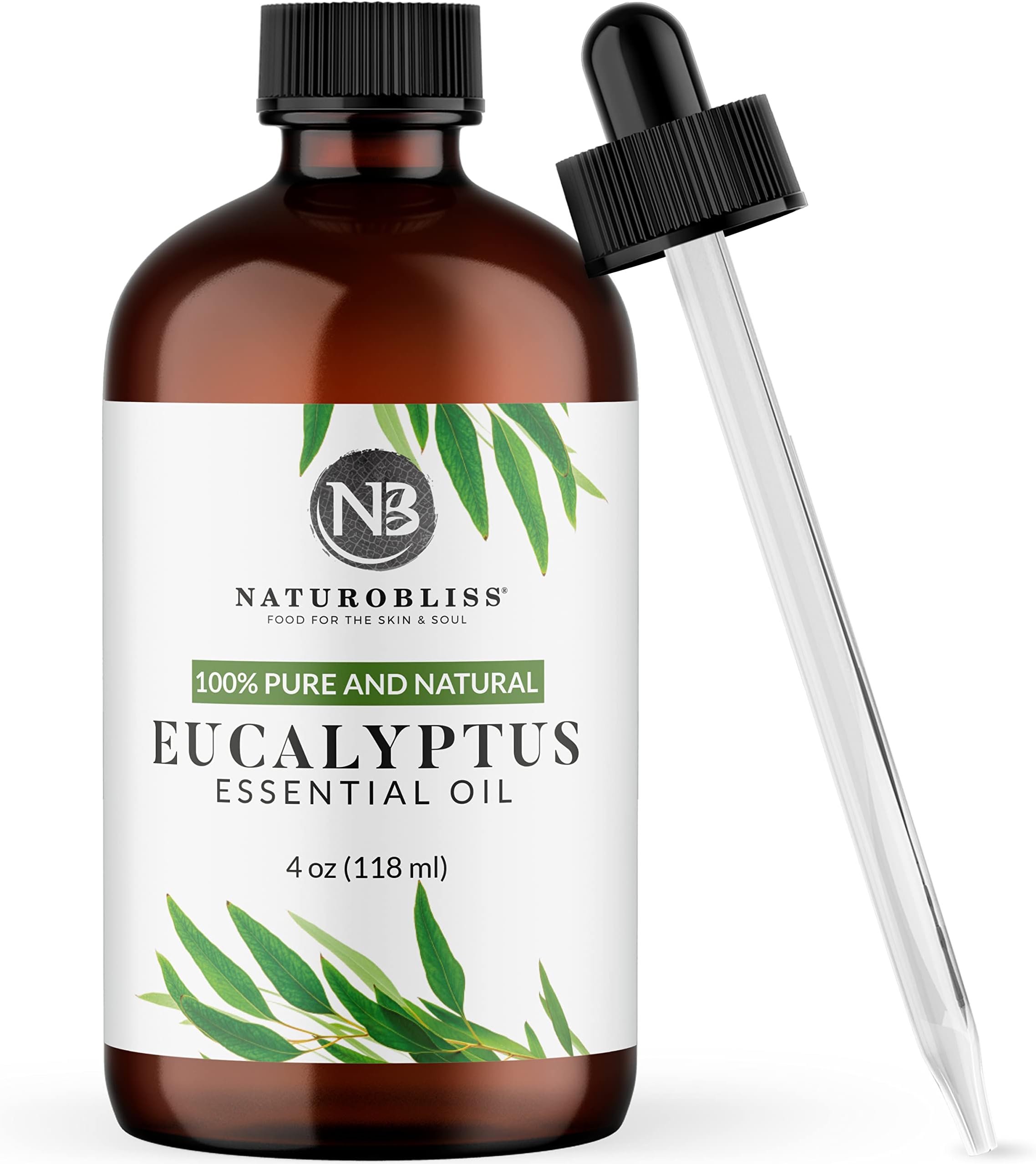 NaturoBliss 100% Pure Natural Undiluted Eucalyptus Essential Oil (4oz) Premium Therapeutic Grade Aromatherapy