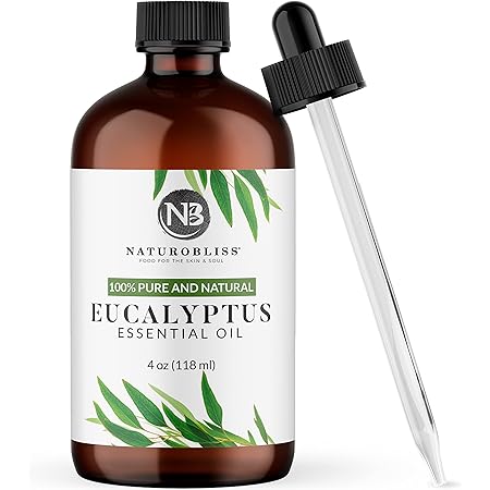 NaturoBliss 100% Pure Natural Undiluted Eucalyptus Essential Oil (4oz) Premium Therapeutic Grade Aromatherapy