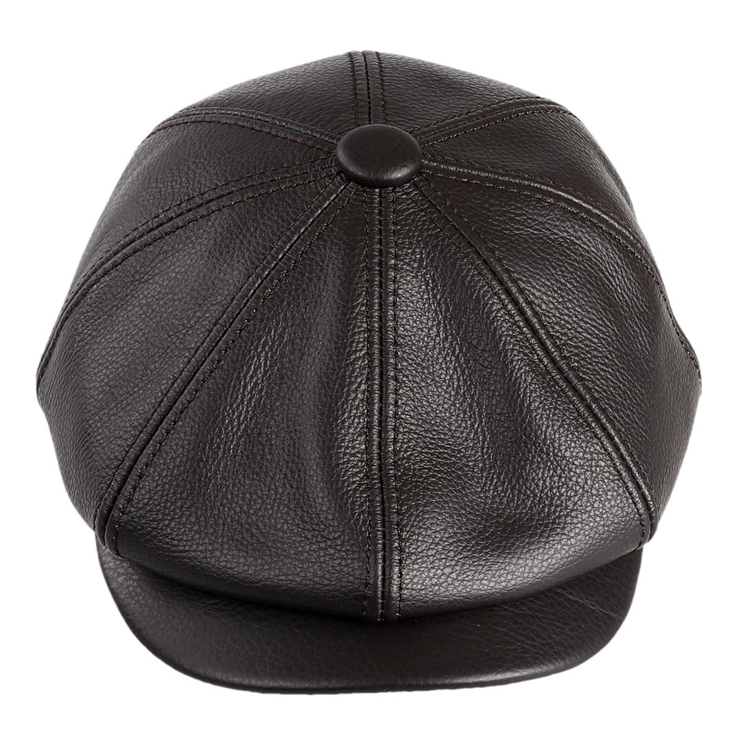Newsboy - Gorra plana para hombre, 100% piel de vacuno auténtica de primera calidad, gorra de golf