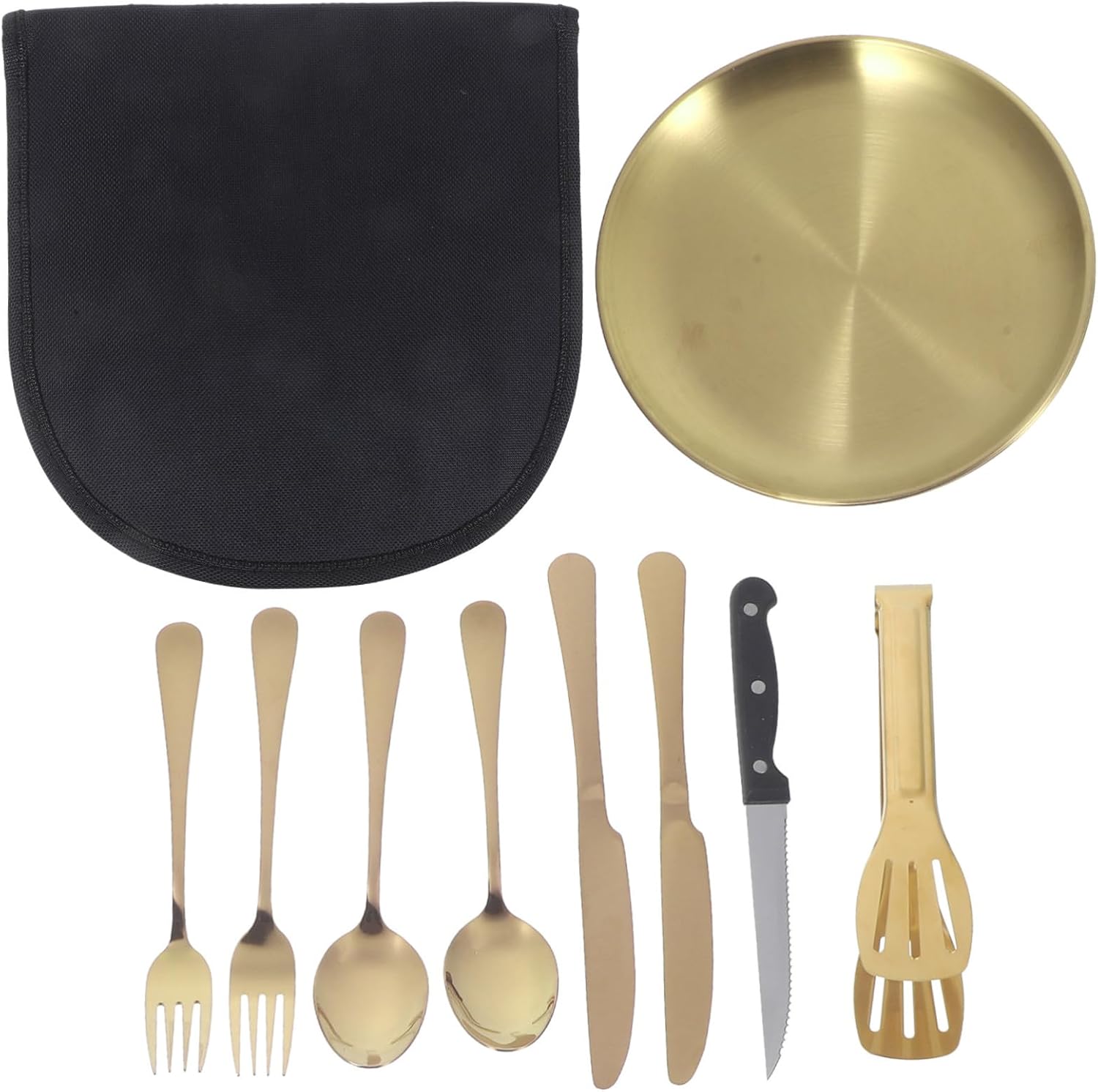 Camping Must Haves 4-Piece Dinner Utensil Set White Silverware Reusable with Storage Bag