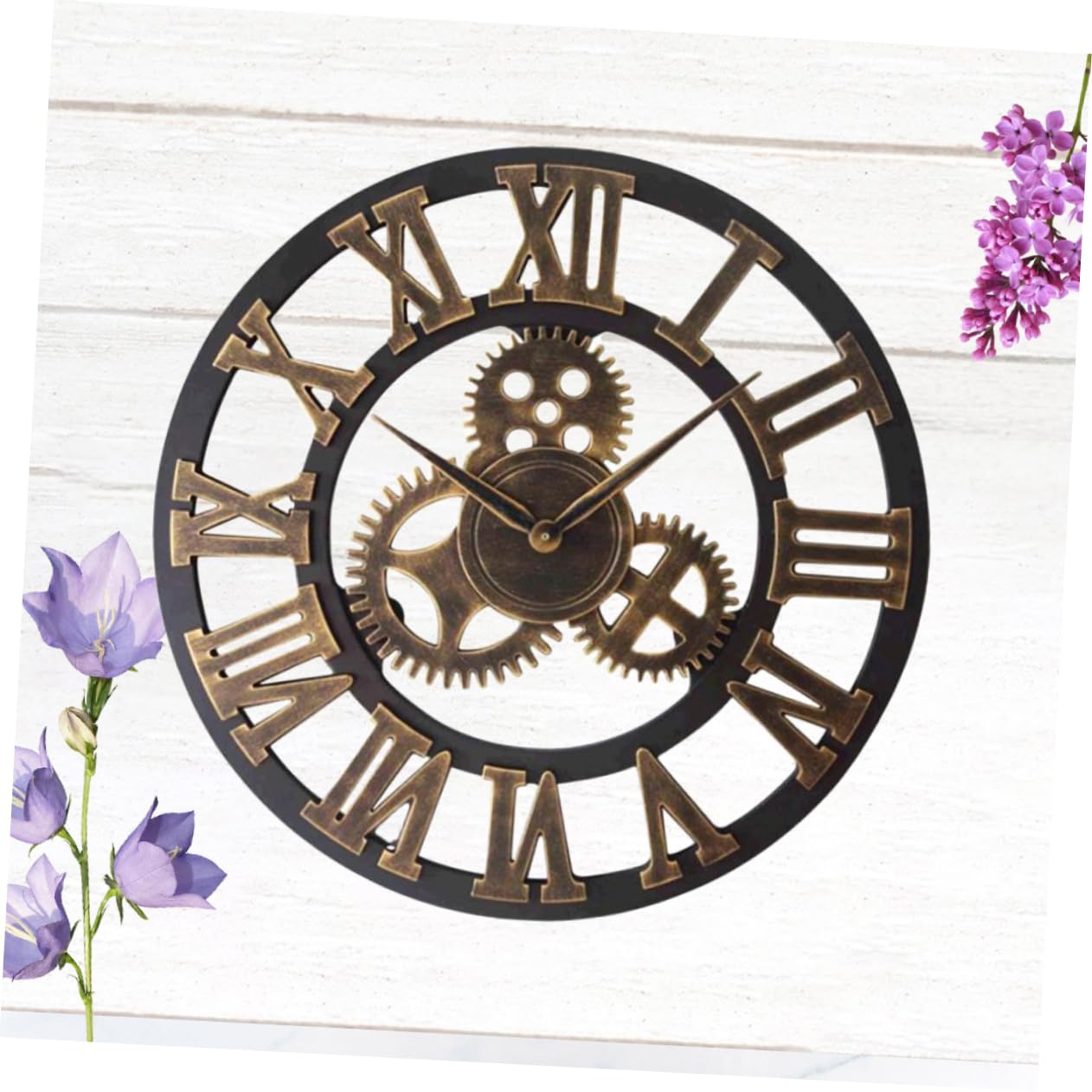 ABOOFAN 34cm Retro Wanduhr aus Metall im Industriedesign mit Zahnradmotiv Dekorative Hängeuhr ohne Batterie für Wohnzimmer Küche Schlafzimmer