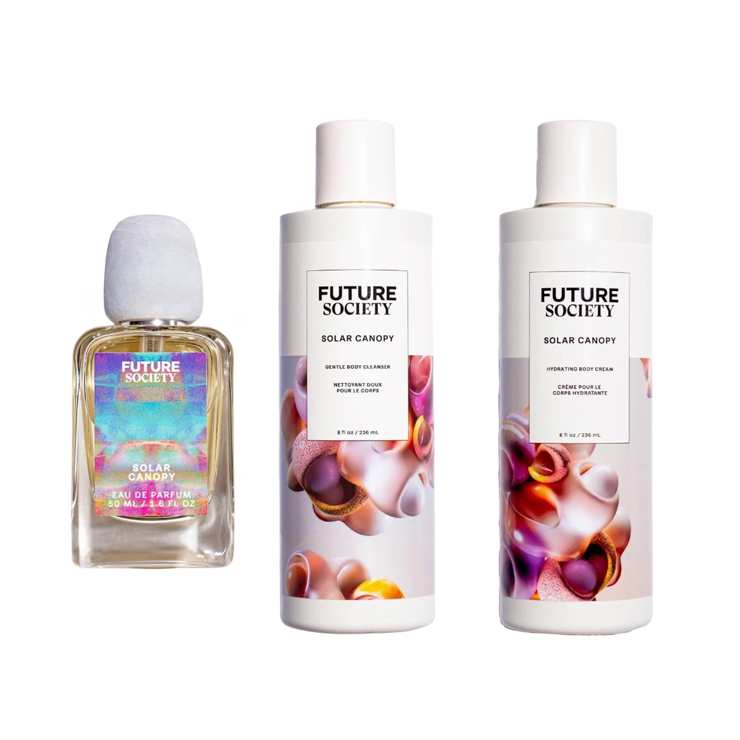 Solar Canopy Bundle - Perfume, Body Wash & Body Lotion Gift Set - Fruity Floral with Notes of Black Pepper, Sandalwood & Amber - Beauty Gifts for Women