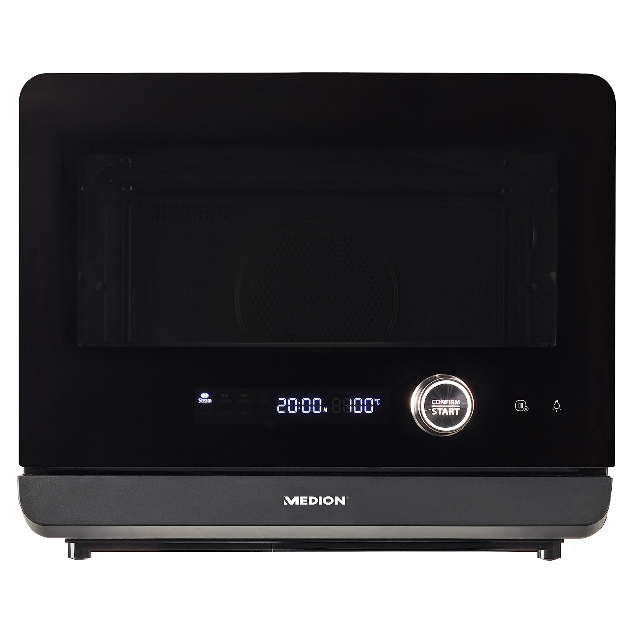 MEDION Dampfbackofen (Dampfgarofen, 2.150 Watt Dampfleistung, 1.500 Watt Heißluftleistung, freistehend, Wassertank, LED Display, Auftaufunktion, 40 Automatikprogramme, 35°C - 230°C, MD10450)