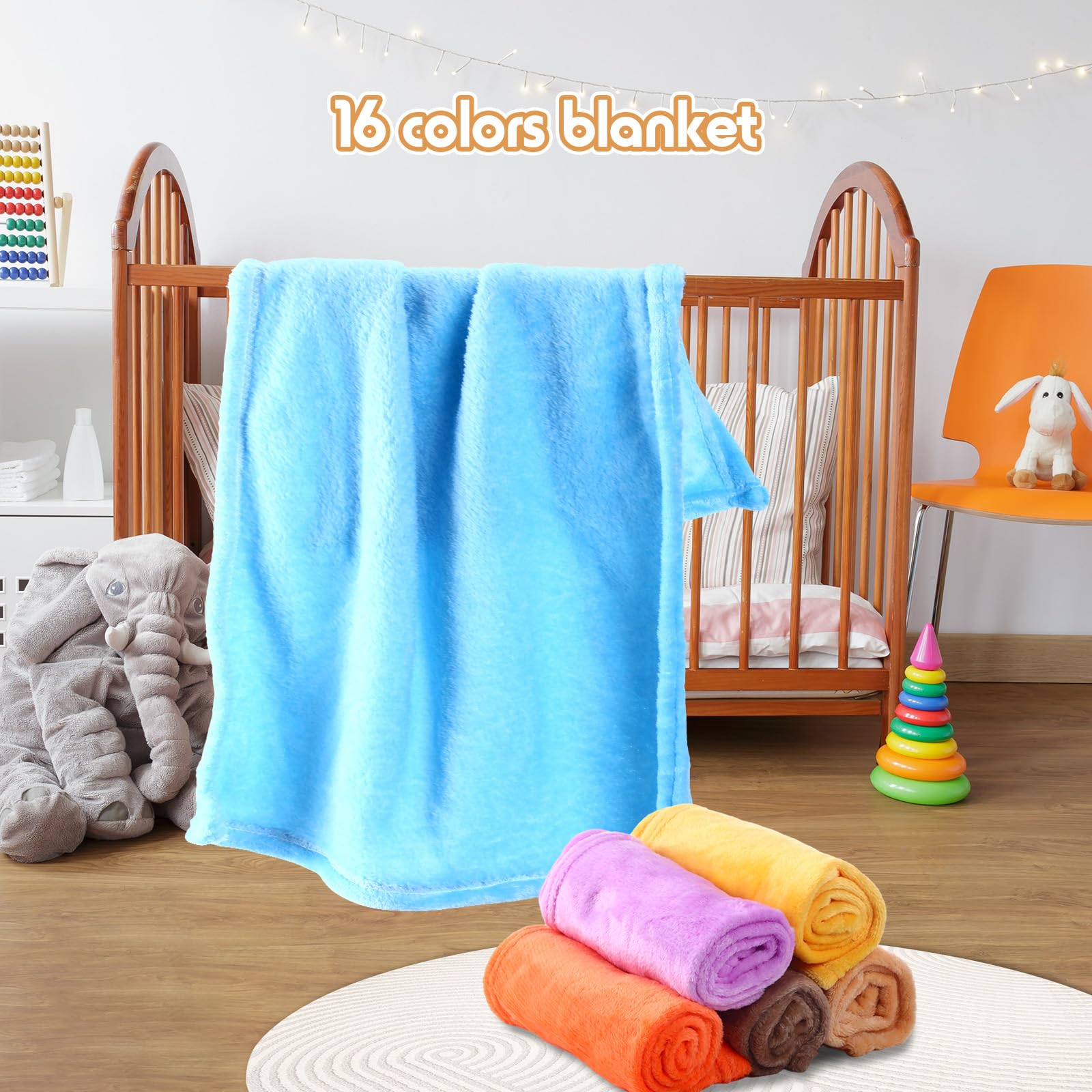 Kinlop Flanelowy koc niemowlęcy, 16 szt., 102 x 112 cm, flanelowy koc do wózka dziecięcego, miękki i ciepły, koc dla noworodka, w podróż, 16 kolorów