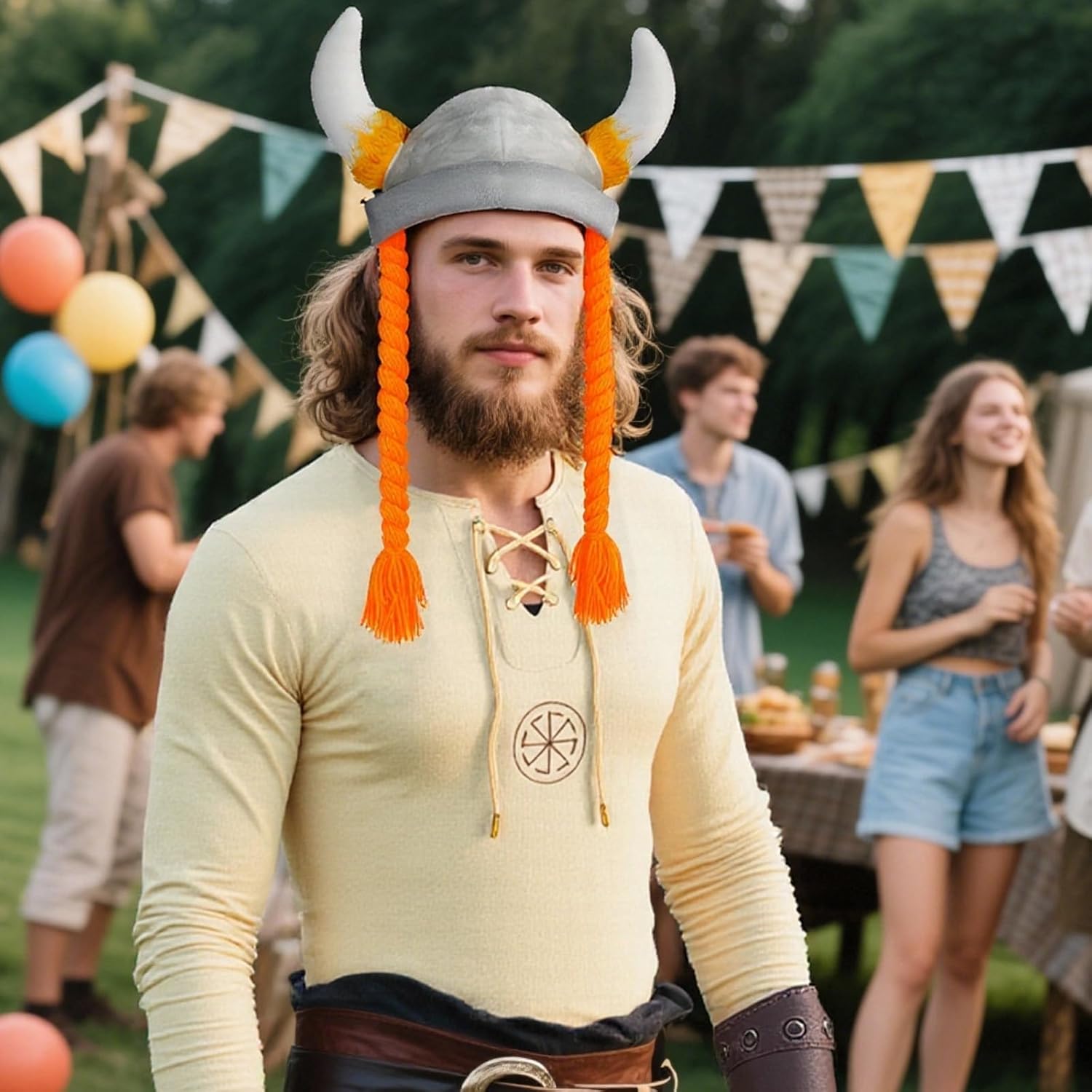 Viking Costume Set Barbarian Warrior Costume Viking Hat Medieval Dress Up Cosplay Themed Parties - Image 6