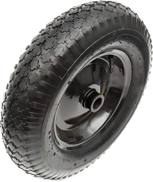Wheel & Pneumatic 4 Ply 15" Tyre 4.80/4.00-8 Black & Bearing Fits Wheelbarrow