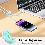 Magnetic Cable Clips Cord Organizer Holder, 6 Pack Adhesive Wire Holder Keeper Organizer USB Charging Cable Storage Holder for Home Office Phone Car Wall Desktop Nightstand Kitchen (Blue)