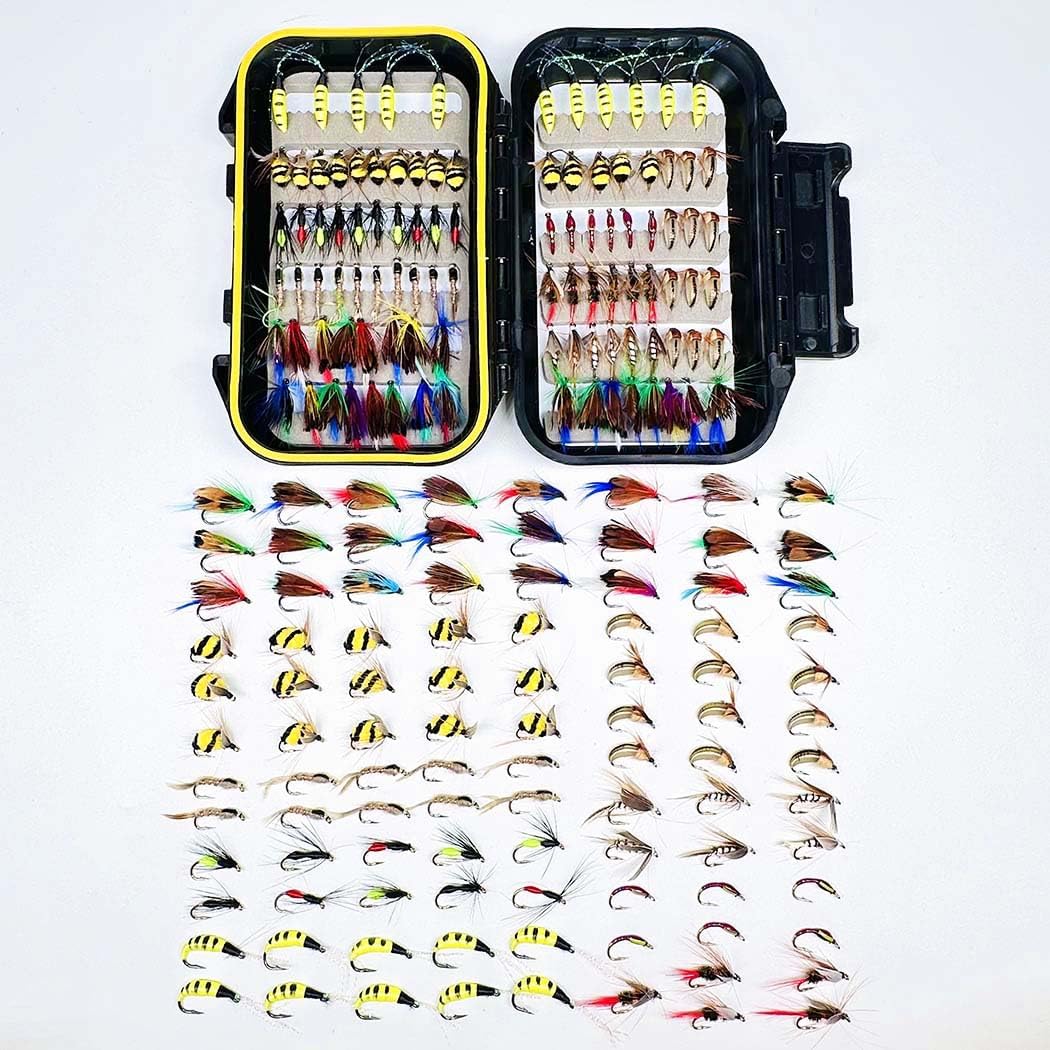 99Pieces Fly Fishing Flies Combination Kit Dry/Wet Flies Nymph Insects Bait 9 Mixed Style Salmon Trout Fly Fishing Lures