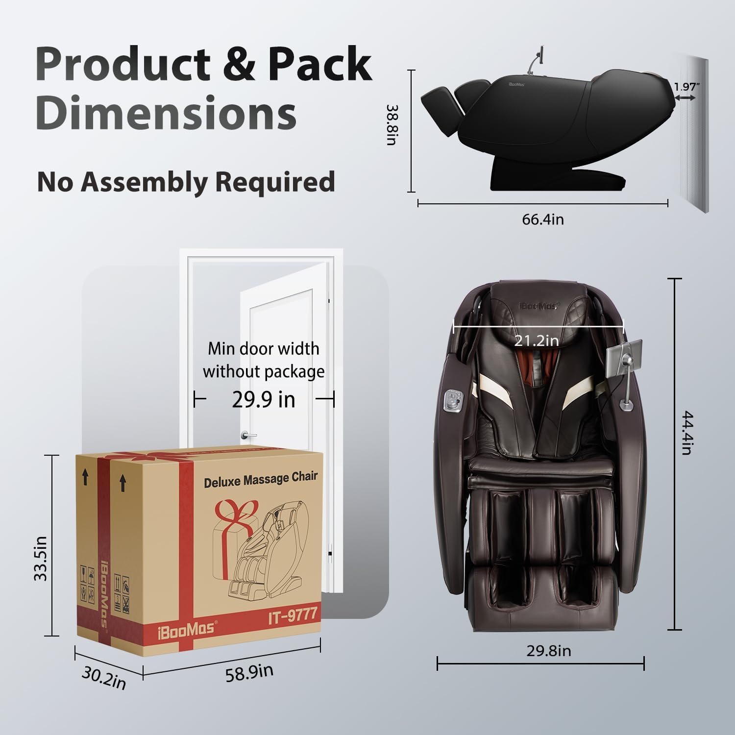 iBooMas Massage Chair Full Body, 6 Massage Intensities Zero Gravity SL-Track Shiatsu Massage Chair with 18 Modes, 40 Airbags, 5 Heating Area, Body Scan, Extendable Footrest, Foot Roller(Brown+Black)