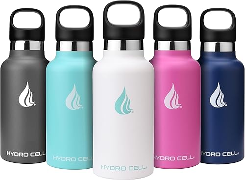 HYDRO CELL - Botella de agua de acero inoxidable con popote y tapa estándar (940, 710, 590, 470 ml), mantiene los líquidos calientes o fríos con
