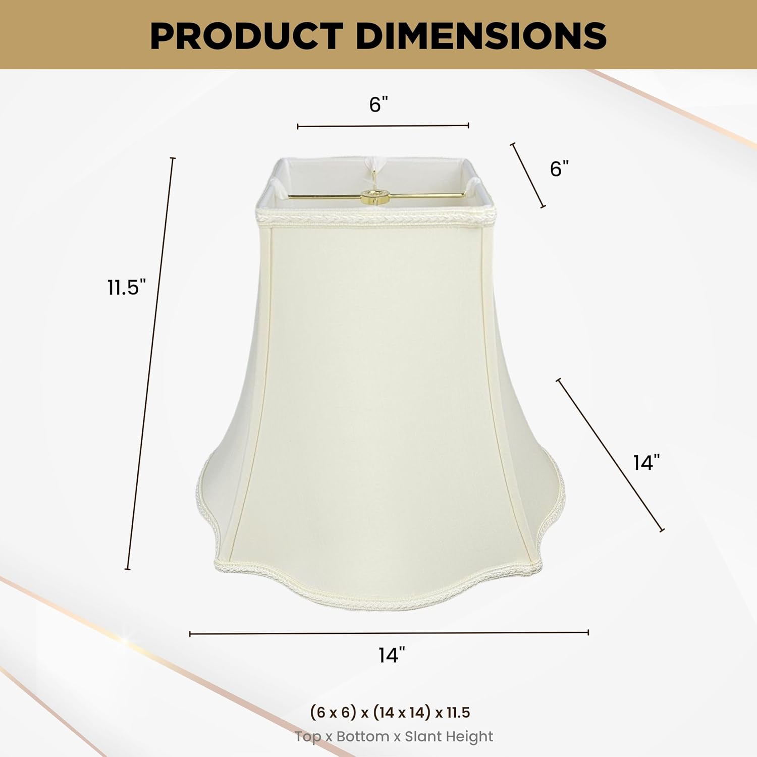 Royal Designs Fancy Square Designer Lamp Shade, Eggshell, 6 x 14 x 11.5