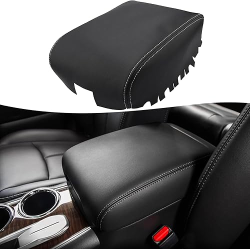 Miniatura 8 de KBH Funda de repuesto para consola central Infiniti QX60 JX35, Nissan Pathfinder 2013-2020, borde de cuero de vinilo, repuesto para reposabrazos de