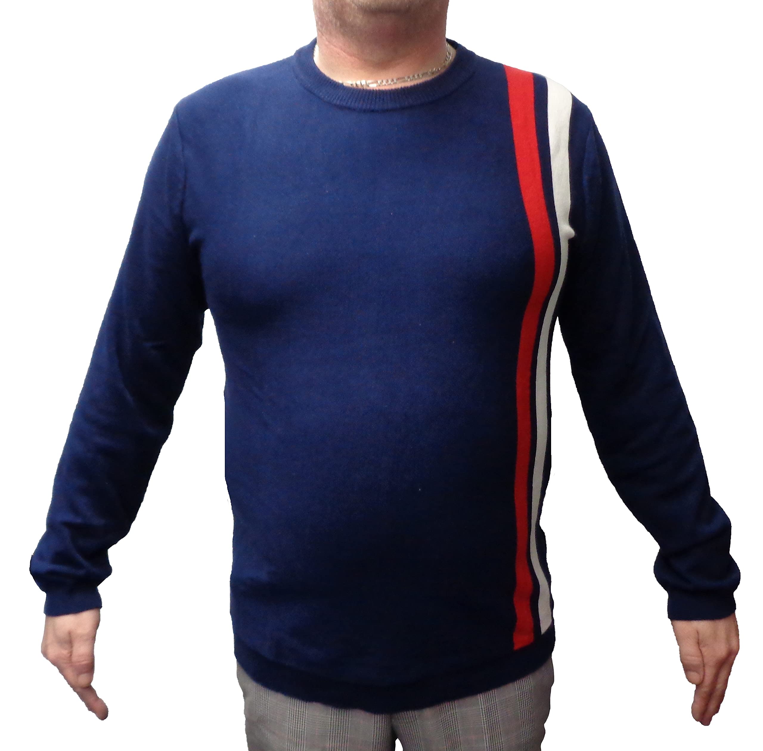 Mazeys Men's Navy Racing Long Sleeve Crew Neck Jumper (Medium, )