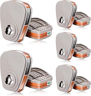 (5Pairs)6001 Filter Cartridges for Respirator - Activated Carbon Respirator Cartridges Filter Against Organic Vapor/ Gases/Dust/Chemical/Particulates Compatible with 6200, 6800, 7502 Series Respirator