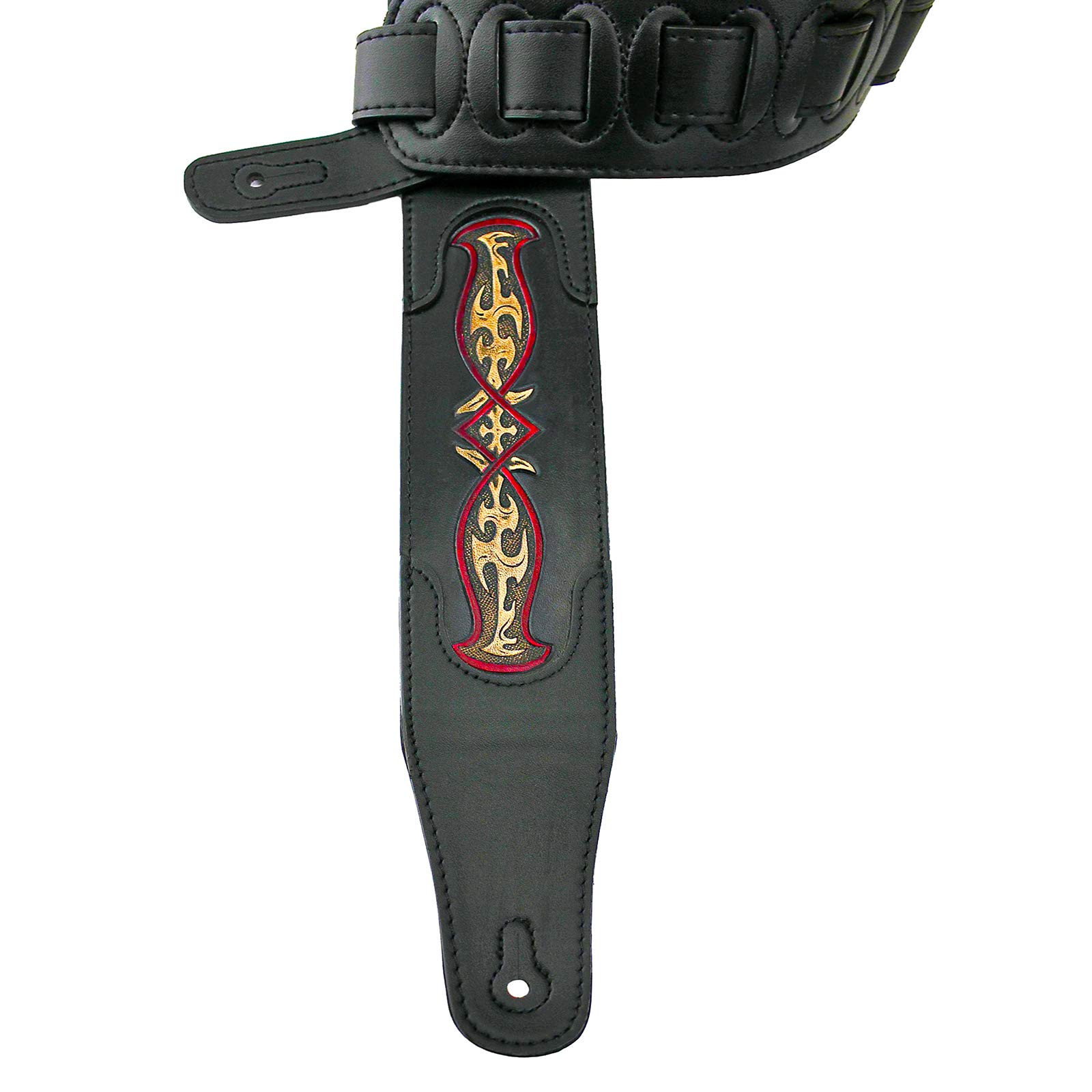 Walker & Williams cvg-103 negro correa para guitarra acolchada mano talladas diseño celta