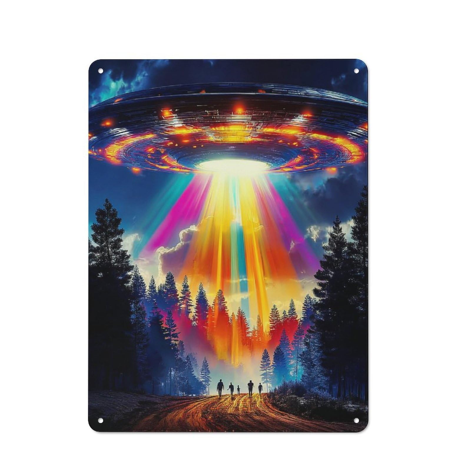 Junmoney Ufo Abduction Scene -1 Vintage Tin Sign 40X30cm Featuring Porch Wall Decor For Patio Bar, Workshop, Shed Or Kitchen