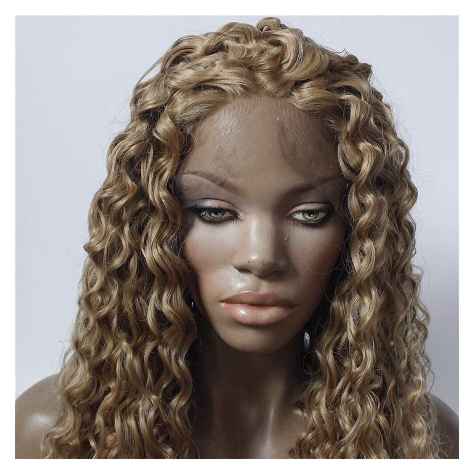 Cosplay Parrucche Parrucca Bionda Lunga Per Donna, Bionda Mista Marrone, Parrucche Afro Per Donne Nere Parrucche Corte Ricci Crespi 24 Pollici Parrucca Quotidiana