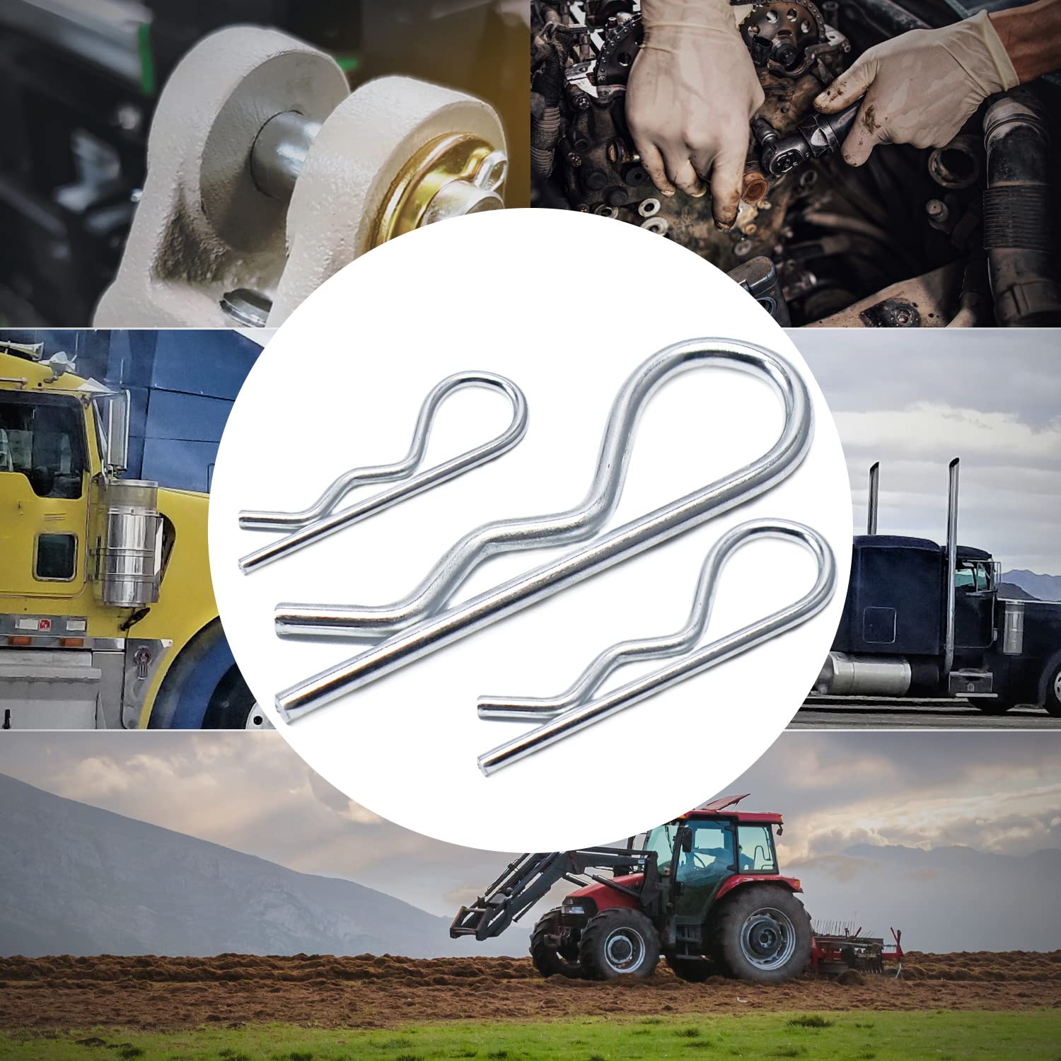 CCLIFE 150 pezzi,Cotter pin, Set di Perno a Molla in Zincatura, forcine assortimento molla in acciaio per automobili, meccanica, garage, officine, Power Equipment ecc