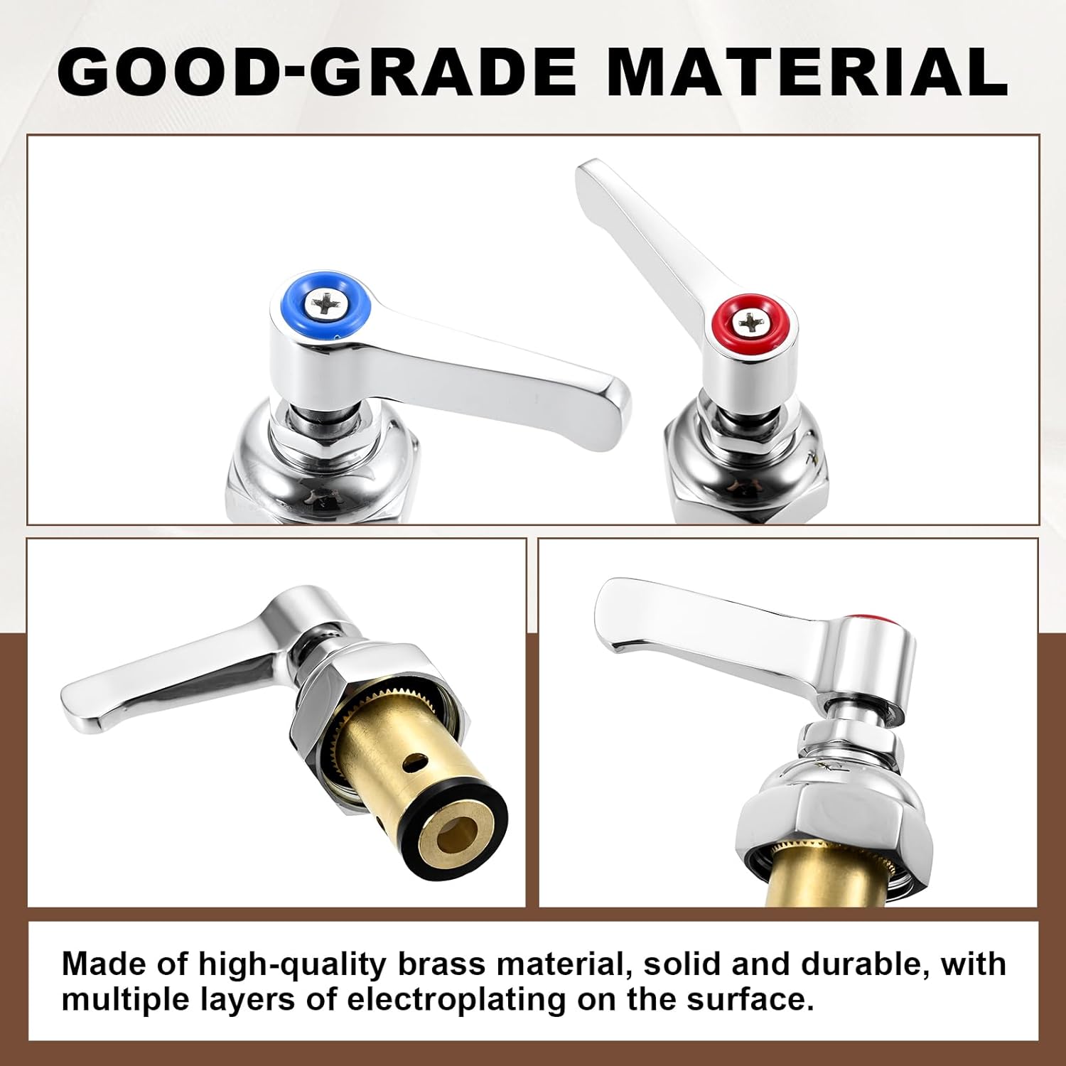 Handle Stem Assembly Replacement for T&S Brass Handle Stem, Spindle Assembly Cartridge Valve, Blue Cold and Red Hot Side Spindle Assembly Valve Replace 002713-40 002714-40