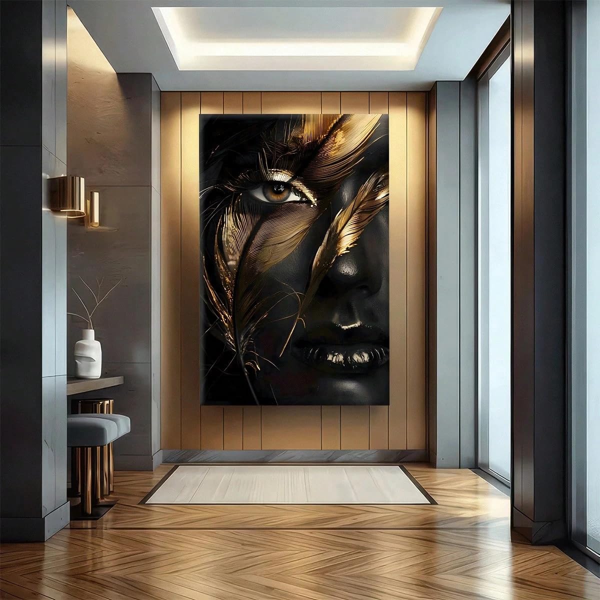 TZKBDMA Black African Wall Art, Vintage Wall Decor Modern Abstract Canvas Print Artworks Pictures for Living Room(21x30cm/Without frame)