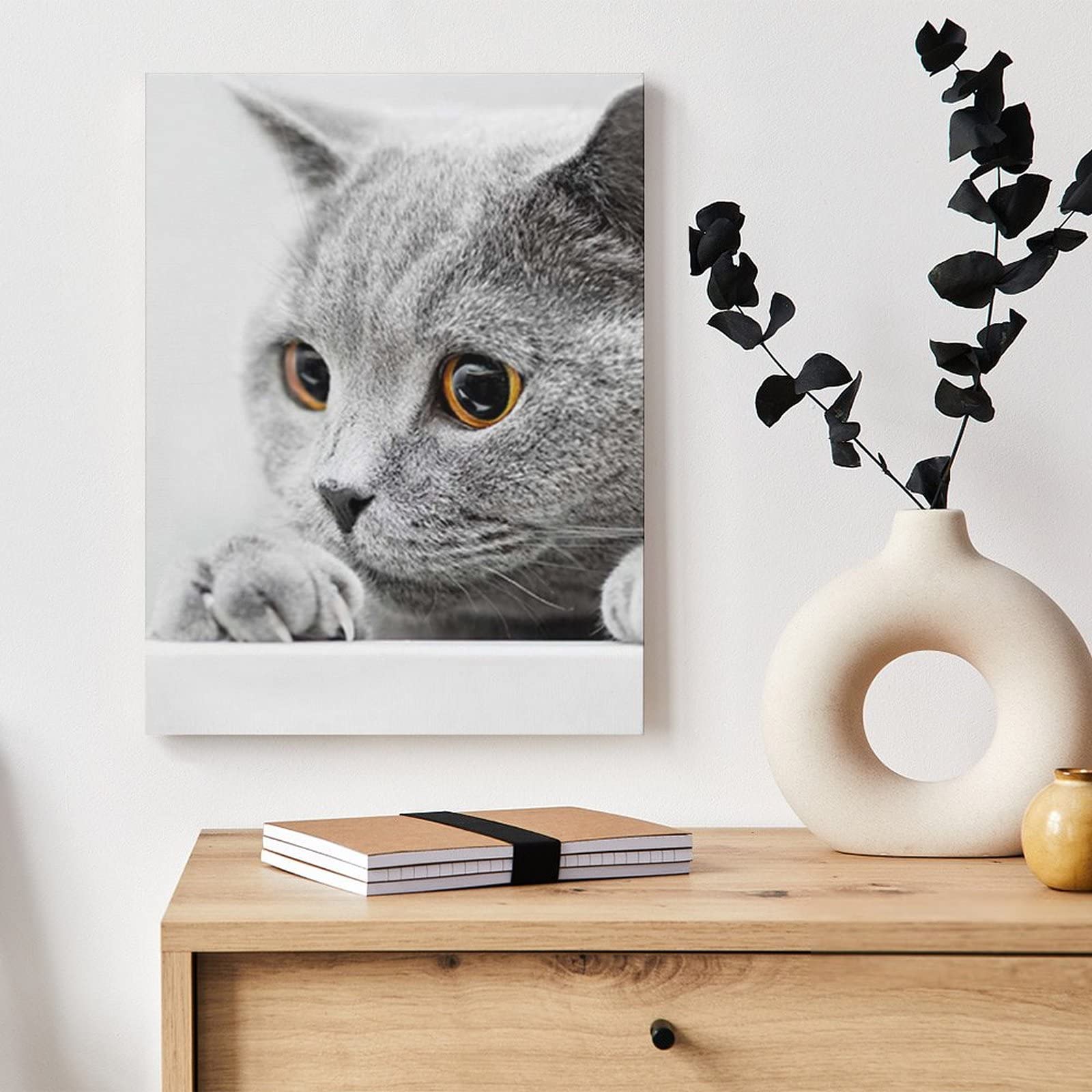 Amazon｜猫 ブリティッシュ・ショートヘア アートパネル 絵画 油絵