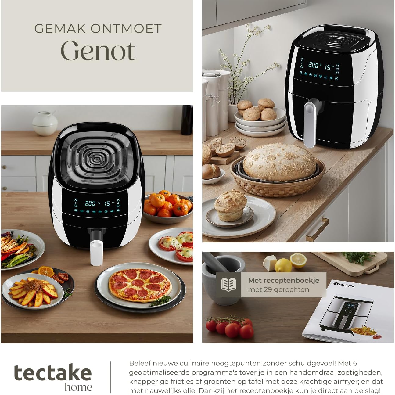 Diagram showing dimensions of the tectake Airfryer