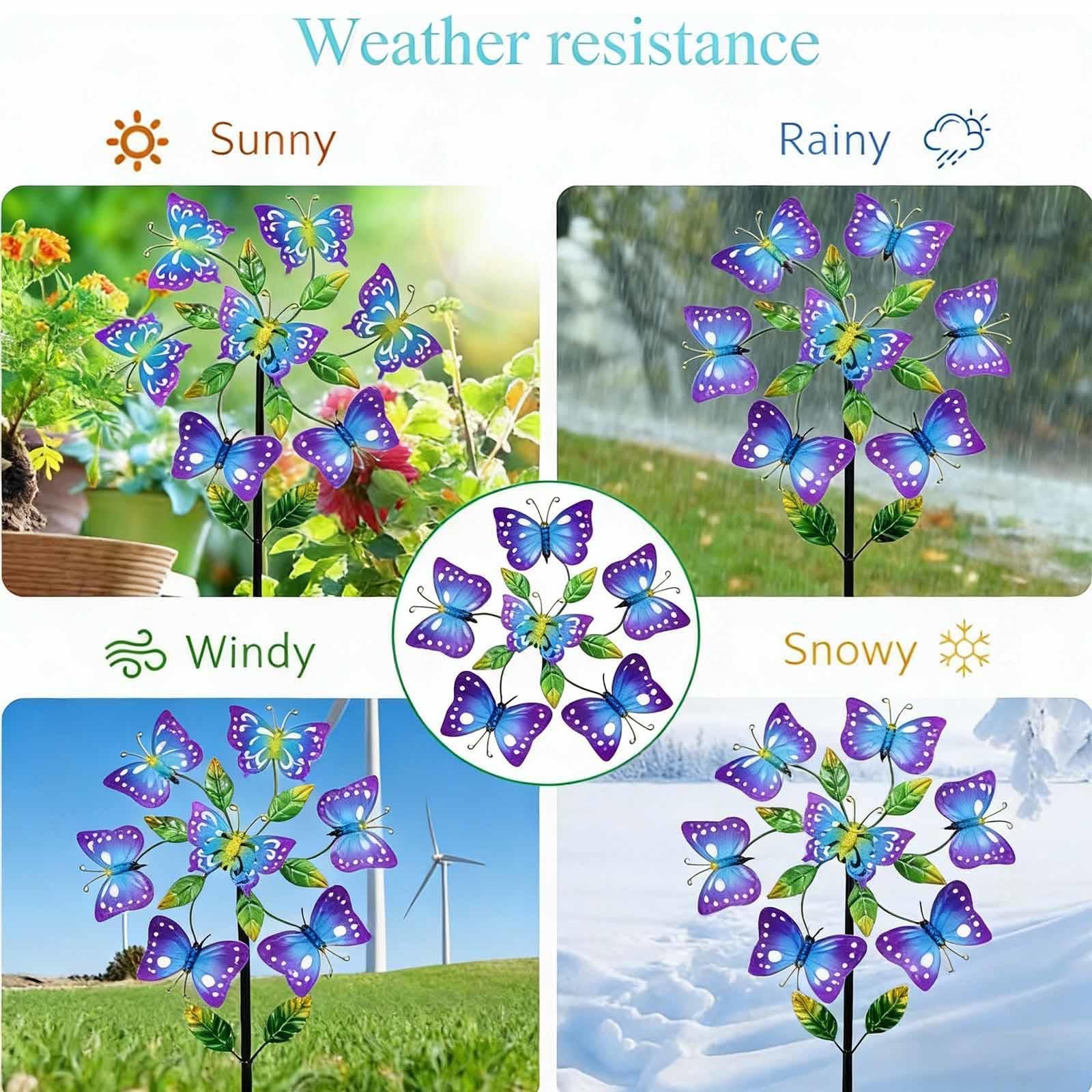 116,8 cm Edelstahl-Windspiel für Garten – kinetische Hof-Windmühlen, dekorative Outdoor-Kunst, 4er-Pack, Geschenk für Familie und Freunde, langlebige und stilvolle Gartendekoration