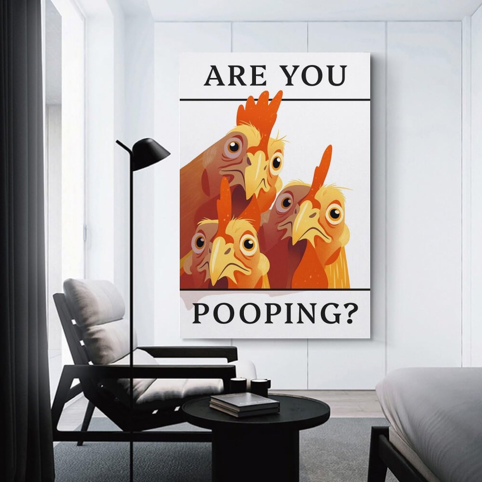 Junmoney Unframe-Style-13 Chicken Bathroom Invasion Home Decor Wall Art 20X30inch(50X75cm), For Gallery Wall Layouts In Home Or Office, A Versatile Canvas Print For Layering
