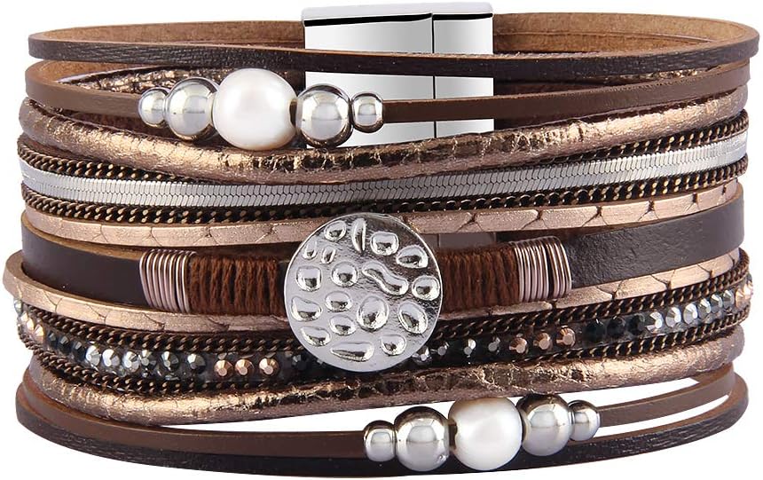 Adjustable Leather Cuff Bracelet – Punk Braided Design, Skull & Stud Details, Unisex Bangle, 9 Inch