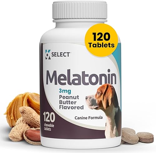 Melatonina de 3 mg para perros, apoyo suprarrenal y apoyo para dormir, 120 tabletas con sabor a mantequilla de maní, melatonina para perros de