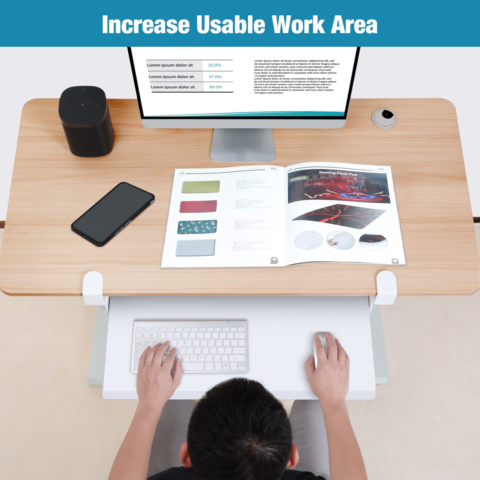 Buy WOKA Keyboard Tray Under Desk Ergonomic 26"x12" Keyboard Mouse