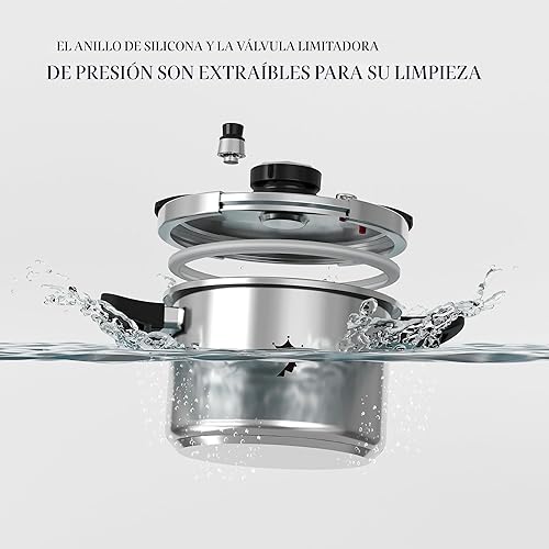 Miniatura 8 de TIBORANG Olla a presión de acero inoxidable de 6.3 cuartos de galón, multicocina para estufa de gas y inducción, ahorra un 70% de tiempo de cocción,