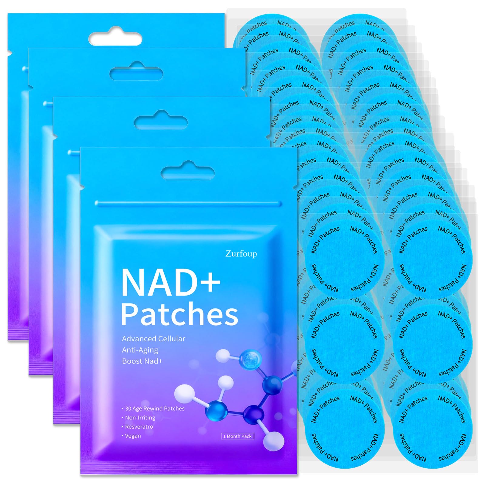 NAD+ Patches for Women and Men with Nicotinamide，Vegan,Extra Strong Wellness Patches,Water Resistant,8-Hour Long Lasting Formula Support (120PCS)