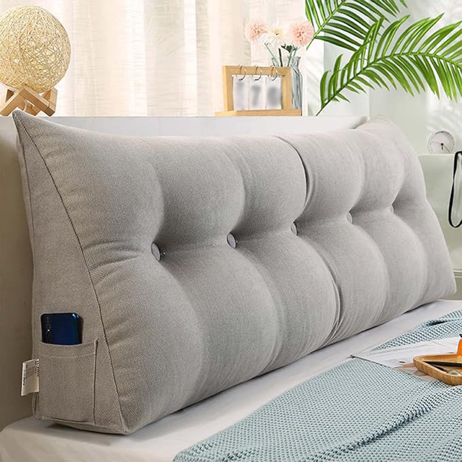 Almohada de apoyo triangular de 80 x 50 x 20 cm, cómodo cojín de respaldo de lectura para cabecero, soporte lumbar, apoyo de posicionamiento, ideal para relajación y apoyo postural.