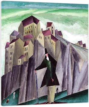 Abstract Wall Art Picture. Modern Canvas Artwork Prints. Man in Front of Tall Cliff. Painting Print on Canvas for Living Room Bedroom Decor Ready to Hang 40x50cm-16x20in Framed