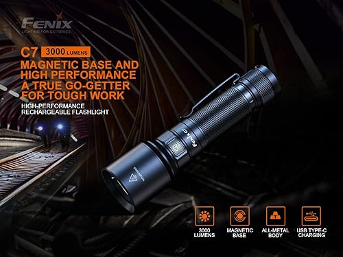 Miniatura 6 de Fenix Linterna recargable C7, 3000 lúmenes de alto lumen USB-C de carga rápida con organizador Lumentac
