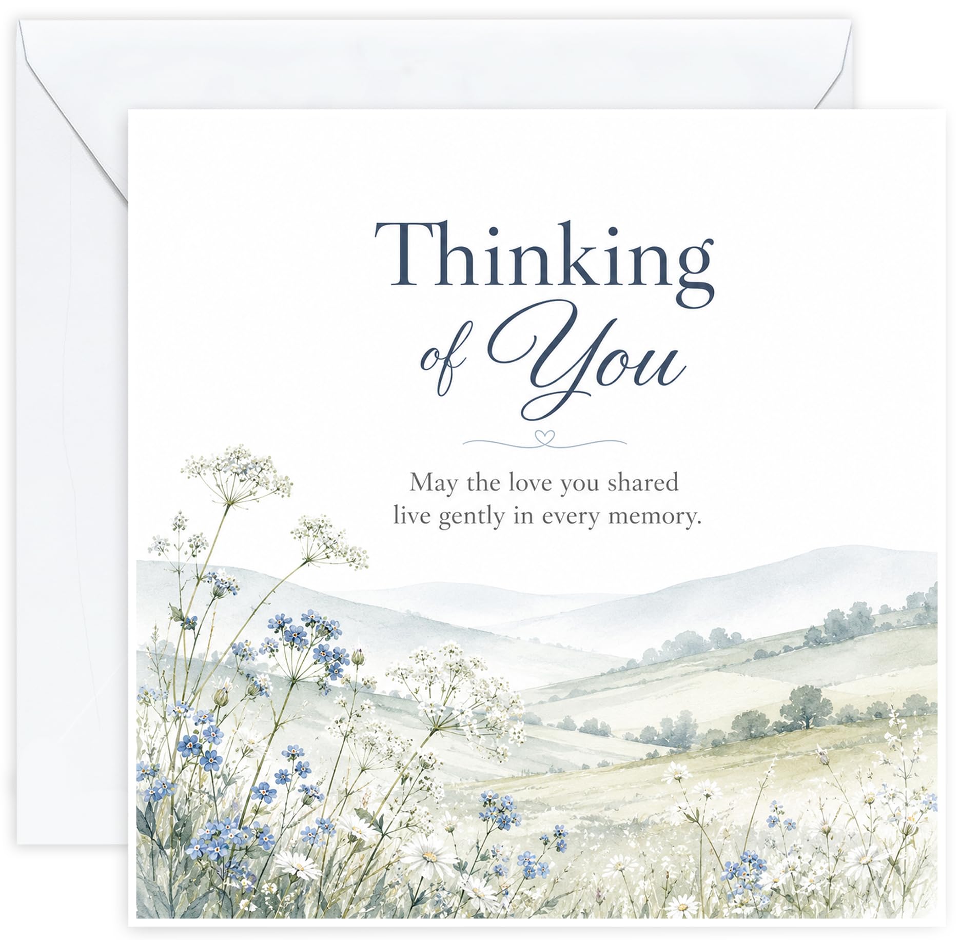 Thinking of You Sympathy Card – Watercolour Wildflowers Condolence Card