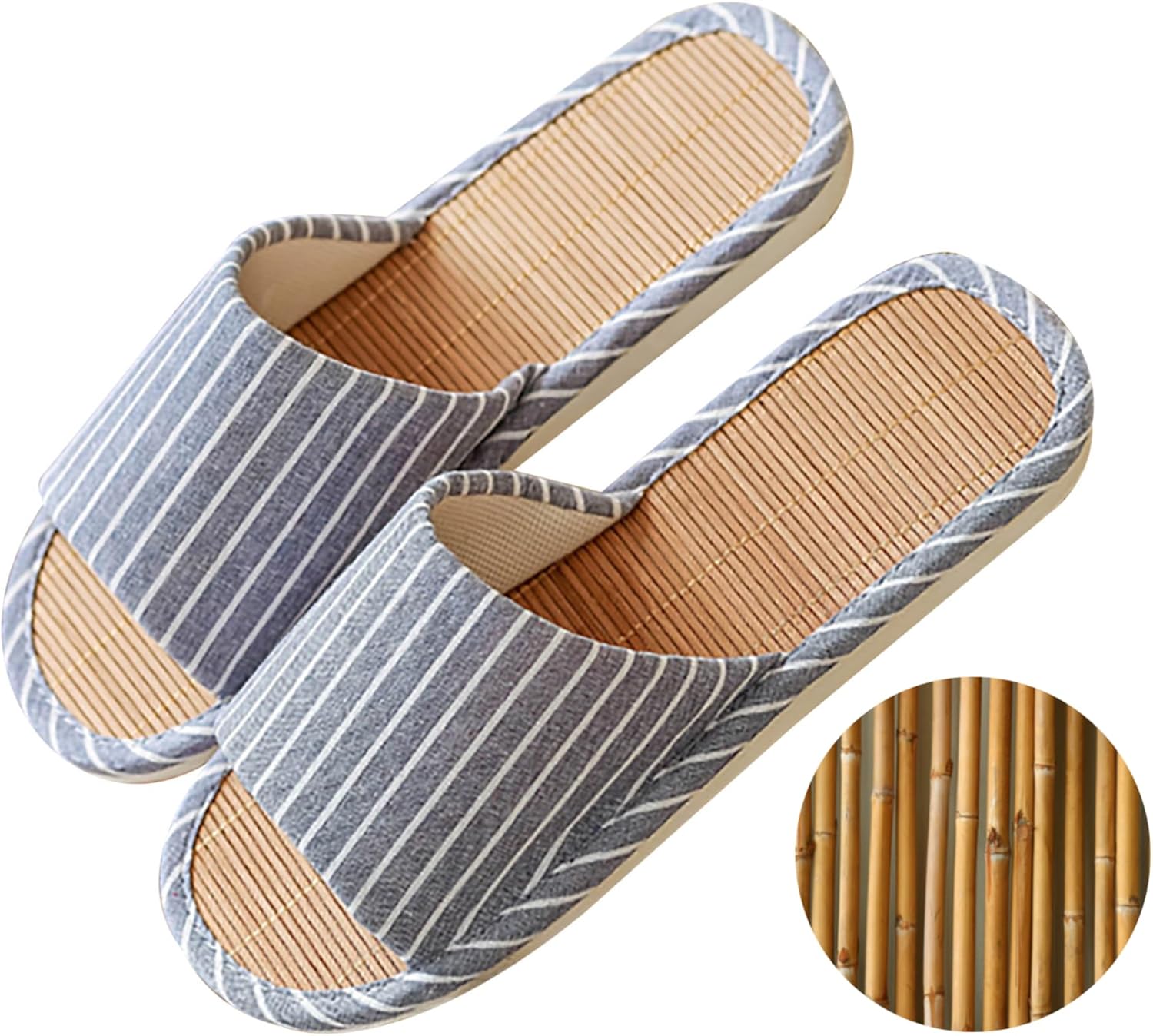 Odor-resistant Japanese Bamboo House Slippers for Sweaty Feet for Summer Cooling Slippers with Non-slip Soft Sole for Tatami and Indoor Easy to Clean