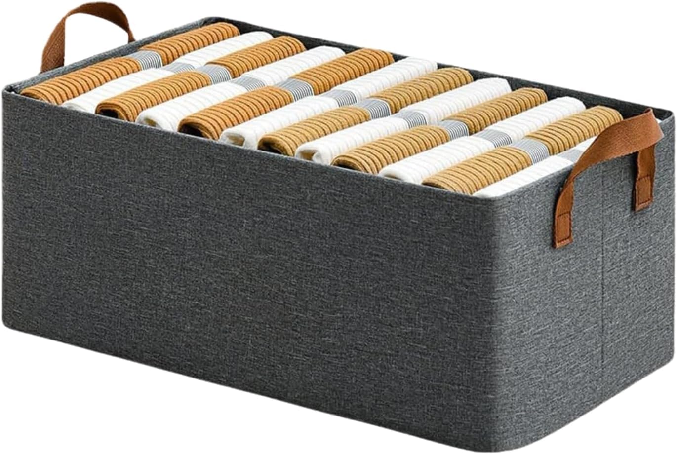 DAREV Wardrobe Organizer for Clothes with Metal Frame Rectangle Storage Baskets for Clothing Fabric Storage Box with Handles Shelf Basket for Storage Clothes Pants Jeans (Pack of 1, Grey)