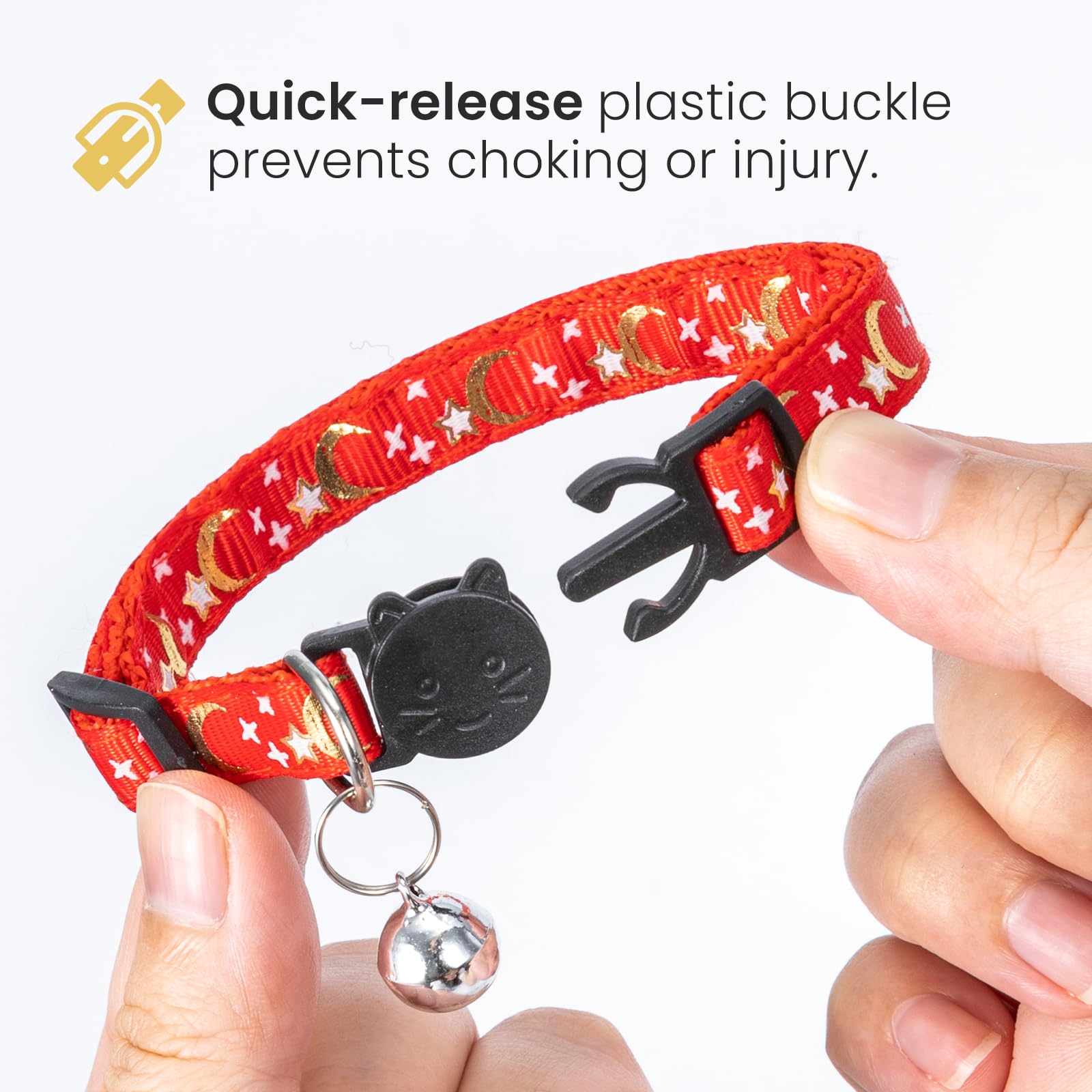 Cat Collar with Moon & Stars, Quick Release for Safety Includes Bell for Sound Durable & Stylish for Cats & Kittens, Comfortable Fit - Image 4