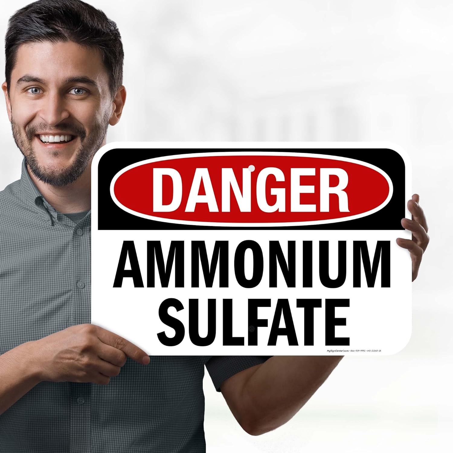OSHA Danger Ammonium Sulfate Sign, 12x18 Inches, Rust Free .063 Aluminum, Fade Resistant, Made in USA by My Sign Center