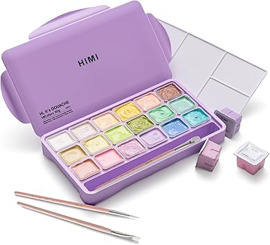 HIMI Gouache Paints set, 18 Colors, 30ml, 18 US fl oz, Non Toxic Paint for Canvas and Paper, Art Supplies for Professionals, Student, Kids and More Purple