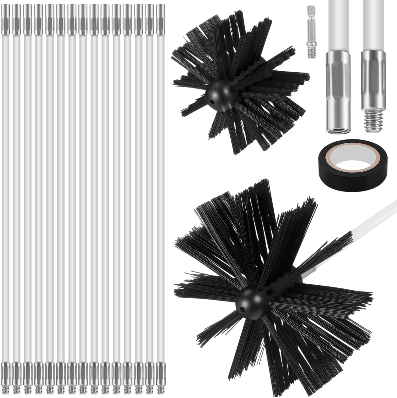 Heavy Duty Chimney Sweep Kit Chimney Sweep Brush for Flue Fireplace Sewage Pipe Hood with Flexible Rods