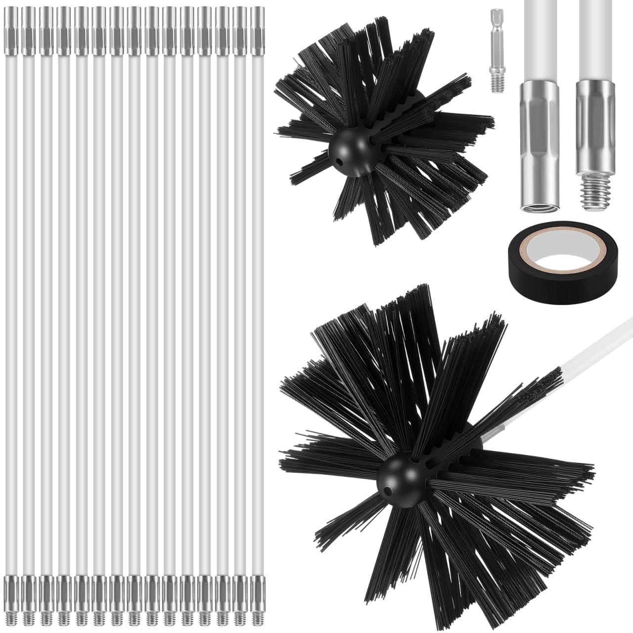 Homoyoyo Kit di pulizia per camino, kit di pulizia per camino, per una facile pulizia, efficiente per camino, asciugacapelli, condotti e stufe