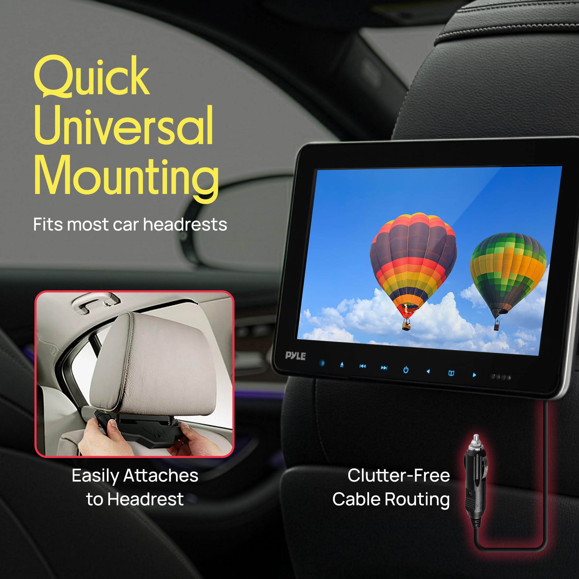 Amazon.com: Pyle PLHRDVD108KT 10.5-Inch Universal Headrest