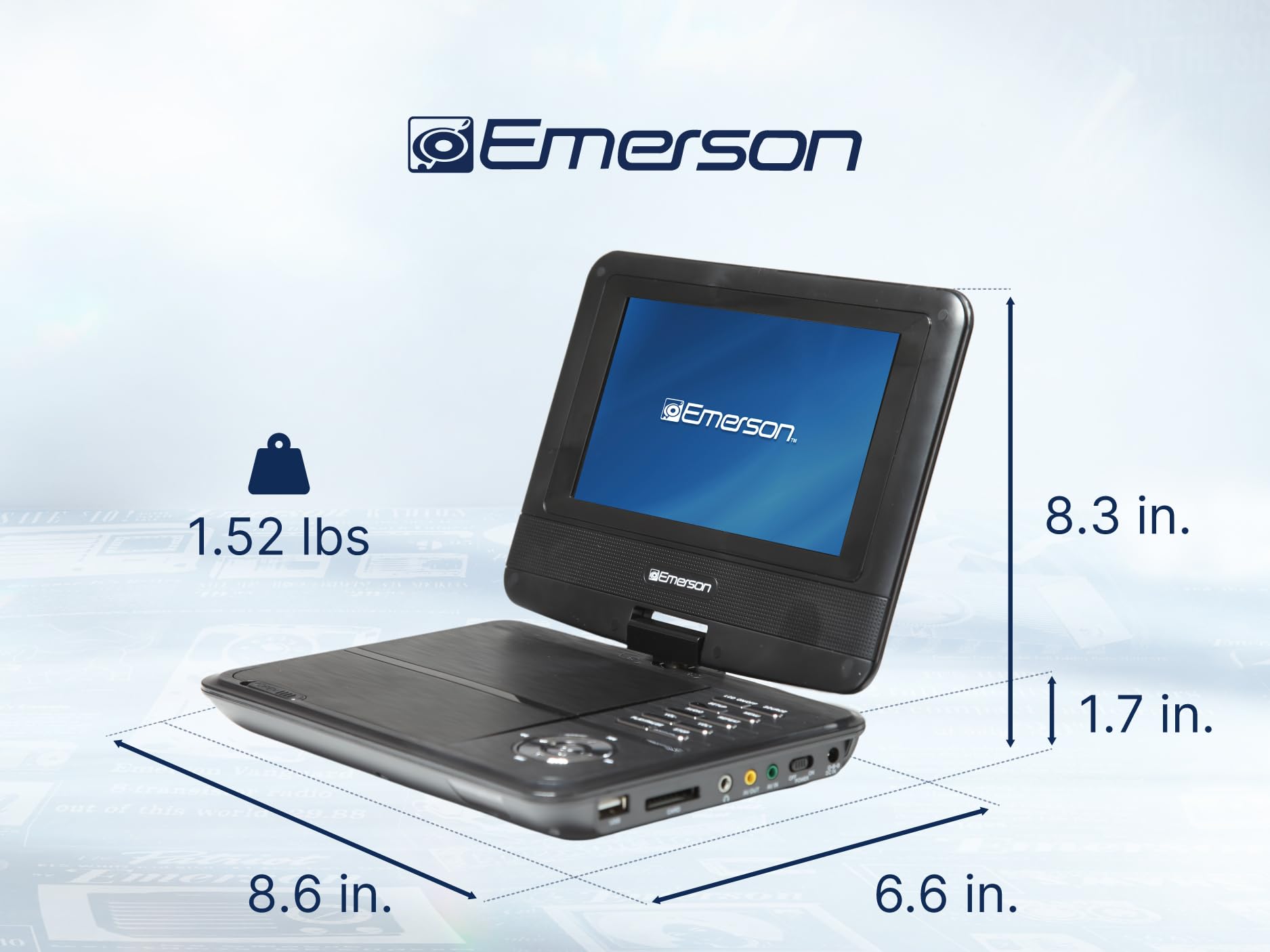 Emerson EPD-7001 Lettore DVD portatile da 7" con altoparlante integrato, batteria ricaricabile e schermo girevole a 180°, perfetto per la riproduzione di DVD e intrattenimento in movimento