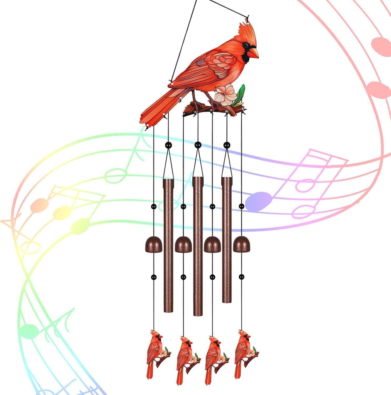 Gifts for Mom, Wind Chimes for Outside Perfect for Outdoor Gardens Patios Home Decor, Features Melodious Tones Create a Zen Atmosphere, Retirement Gifts for Women Men(Colorful Cardinal)