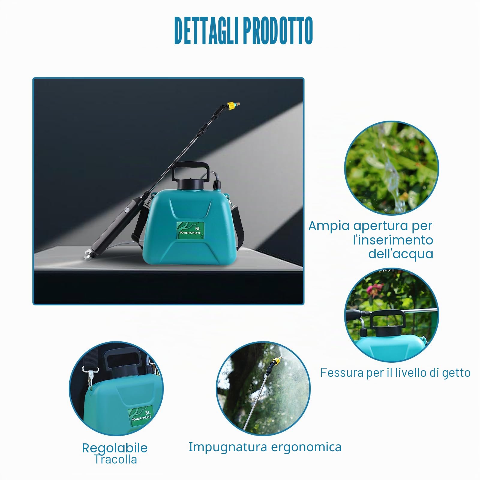 Pompa Irrigazione a Batteria Spruzzatore Elettrico per Piante 5L Pompa Irroratrice a Batteria Ricaricabile Portatile per Giardino